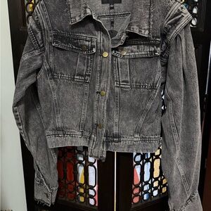 Oversized Distressed Black Denim Jacket